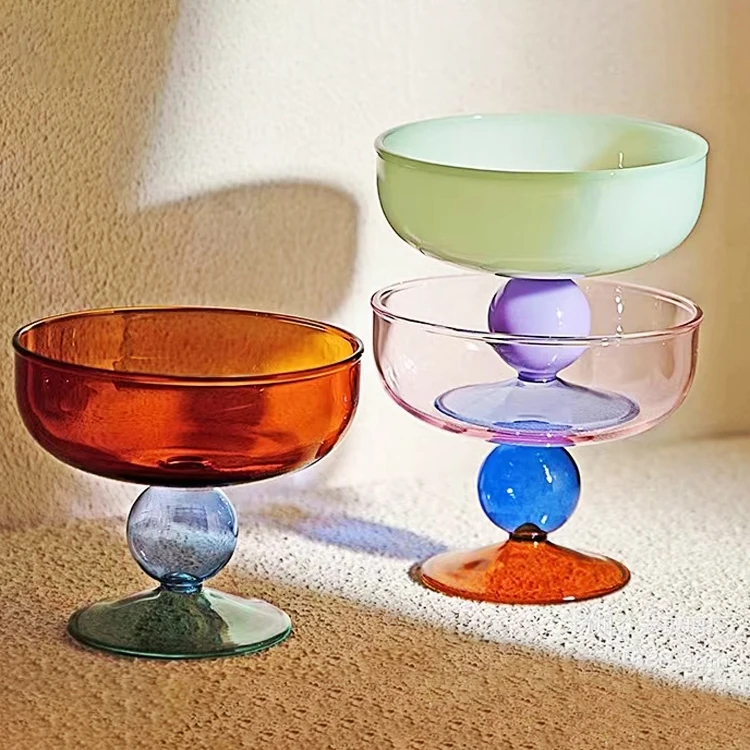 Custom 150ml 5 Oz Borosilicate Glass Ice Cream Cups Mini Trifle Footed Dessert Pudding Bowls for Dessert Sundae Ice Cream