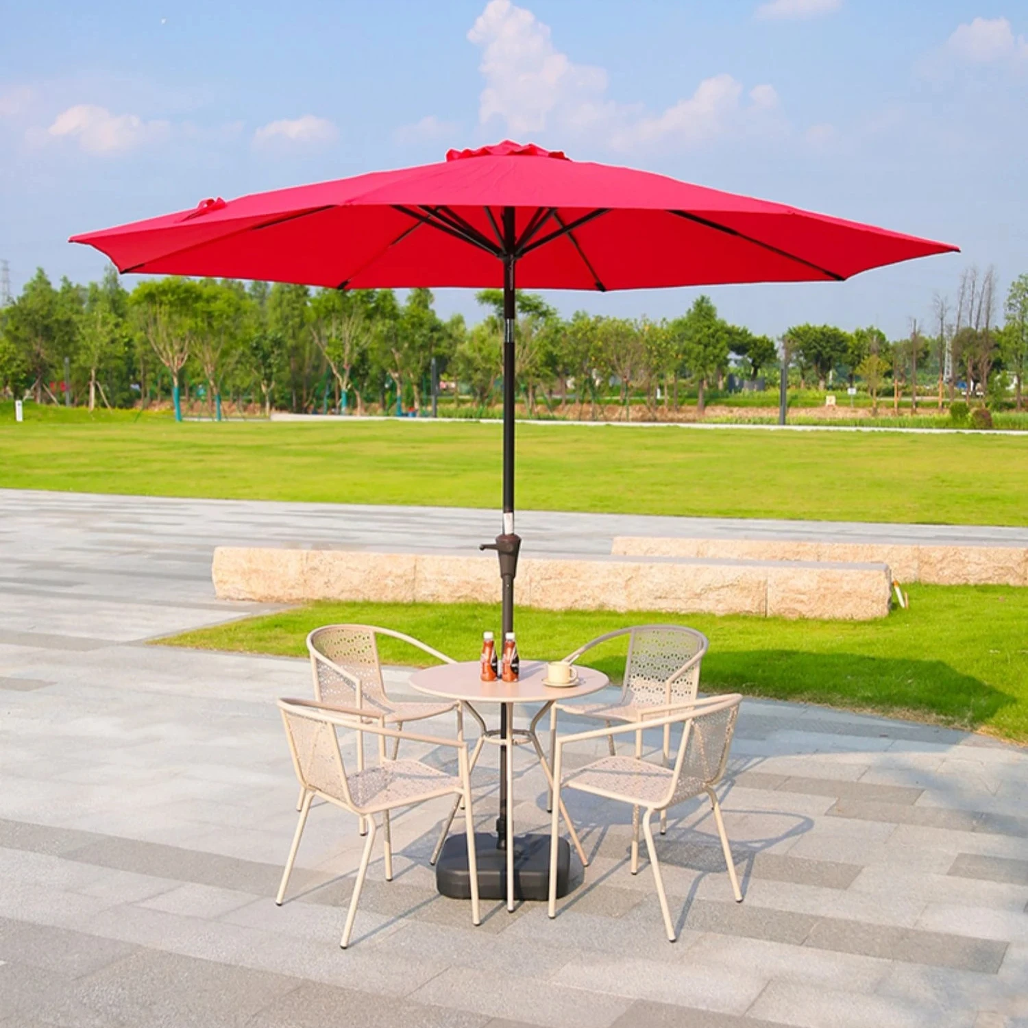 Wholesale Outdoor Garden Patio Umbrella with Table Chairs Beach Waterproof Polyester Outdoor Furniture Contemporary 1 Pc/1ctn