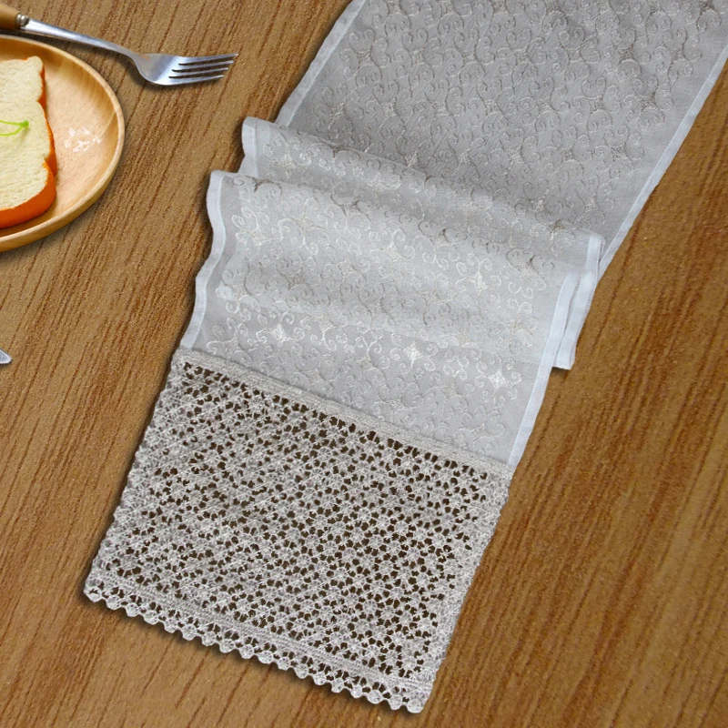 Embroidered table flag, light luxury dining tablecloth, Nordic mesh embroidered hollow decorative mesh table flag