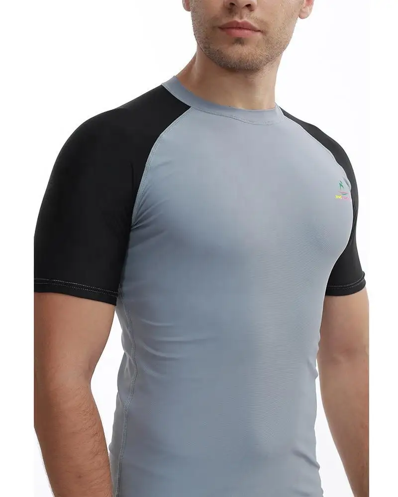 Quick Dry Short Sleeve Compression Rash Guard Sun Protection Polyester Spandex Fitness Short Sleeve Top Shirt Swimwear