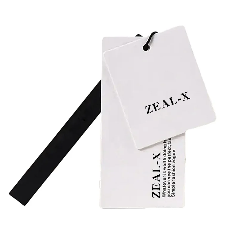 Custom Recyclable Cotton Paper price tag Hangtag Private Brand Logo Clothing Tag with String Private Clothing Label