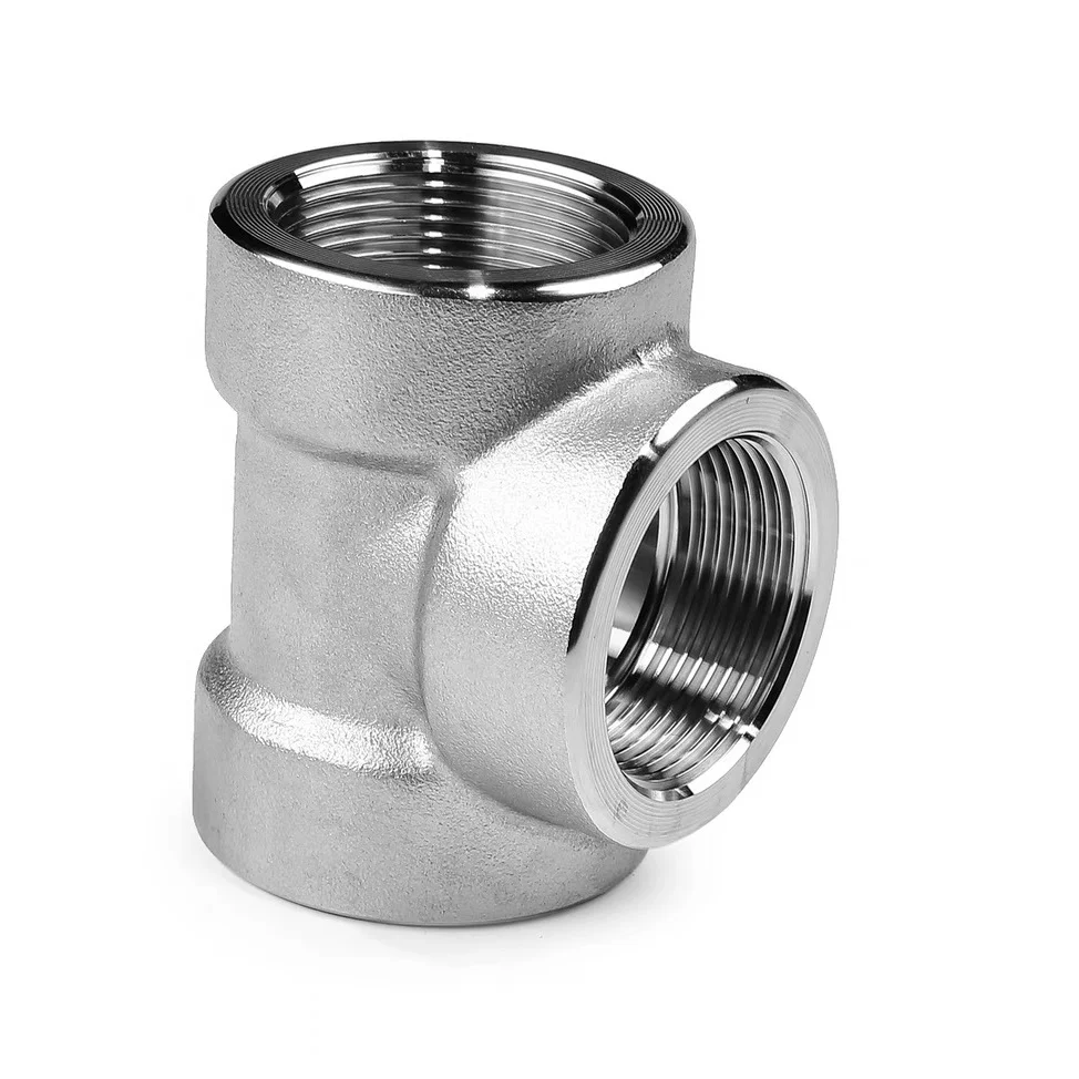 WZ Stainless Steel 304 316 316L 3000 LB 6000LB  Forged High Pressure Pipe Fittings Threaded Tee  NPT BSPT