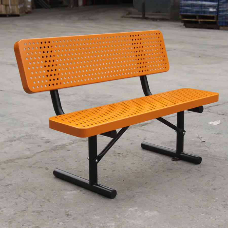 outdoor park 6ft 8ft perforated steel bench seat outside street metal seating bench public garden yard patio iron chair bench