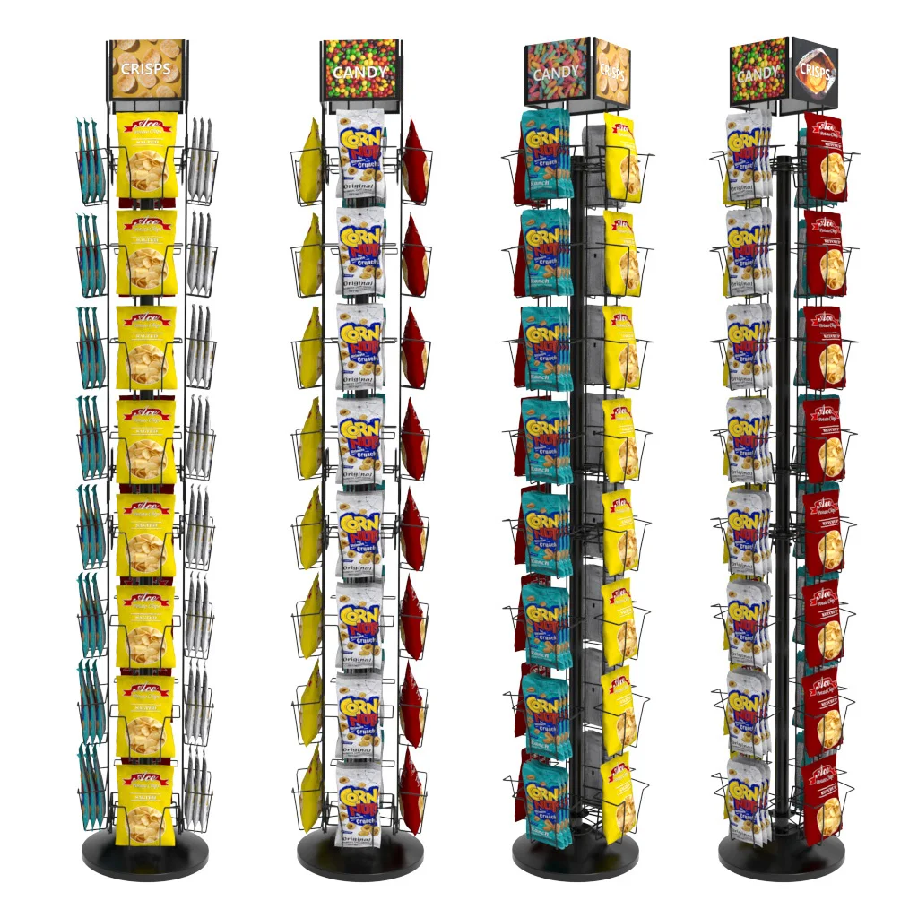 OEM/OM 8-ярусная металлическая проволока для супермаркета розничная продажа закусок стеллаж пола с 32 карманами