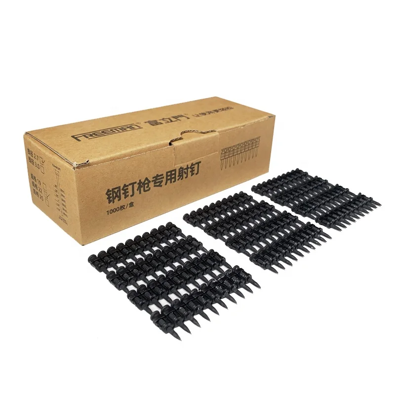 Black Hardened Fluted Shank Plastic Collated Strip Pins Steel Concrete Nails for Freeman LD40 Nail Gun
