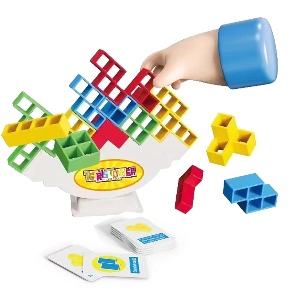 New products 2024 48 Pcs Educational Balance Tower Puzzle Board Game Building insert Block 3d puzzle block DIY Assembly Toys
