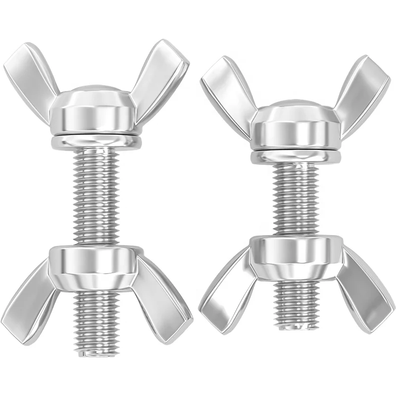 304 Stainless Steel Butterfly Screw and Nut Set Standard Factory Wholesale with Plain Finish