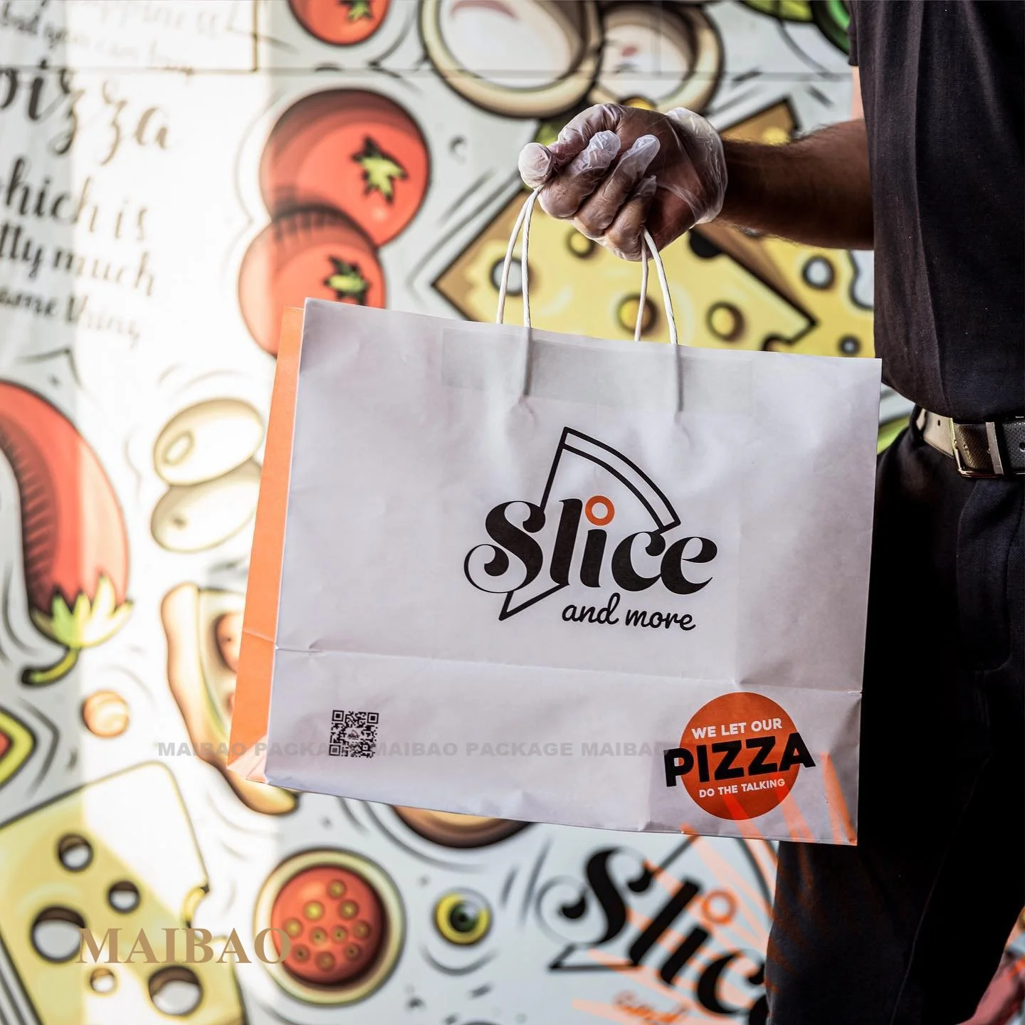 Custom Logo Brown Delivery For Coffee To Go Food Shawarma Gift Bag Restaurant Takeaway Shopping Kraft Paper Bag With Handle