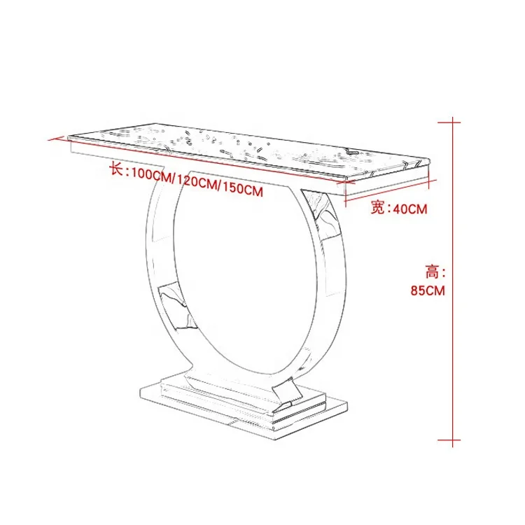 Luxury stainless steel console table set marble top for living room furniture side table