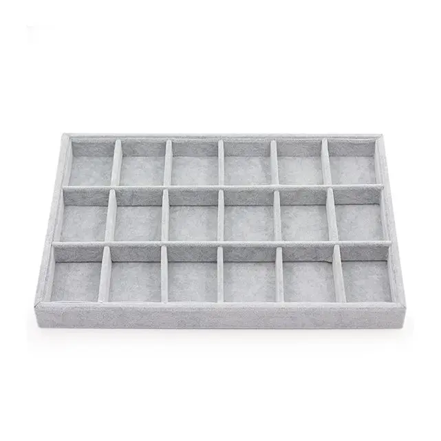 TA MINGREN Wholesale Ring Necklace Earring Showcase Grey Velvet Jewellery Display Tray