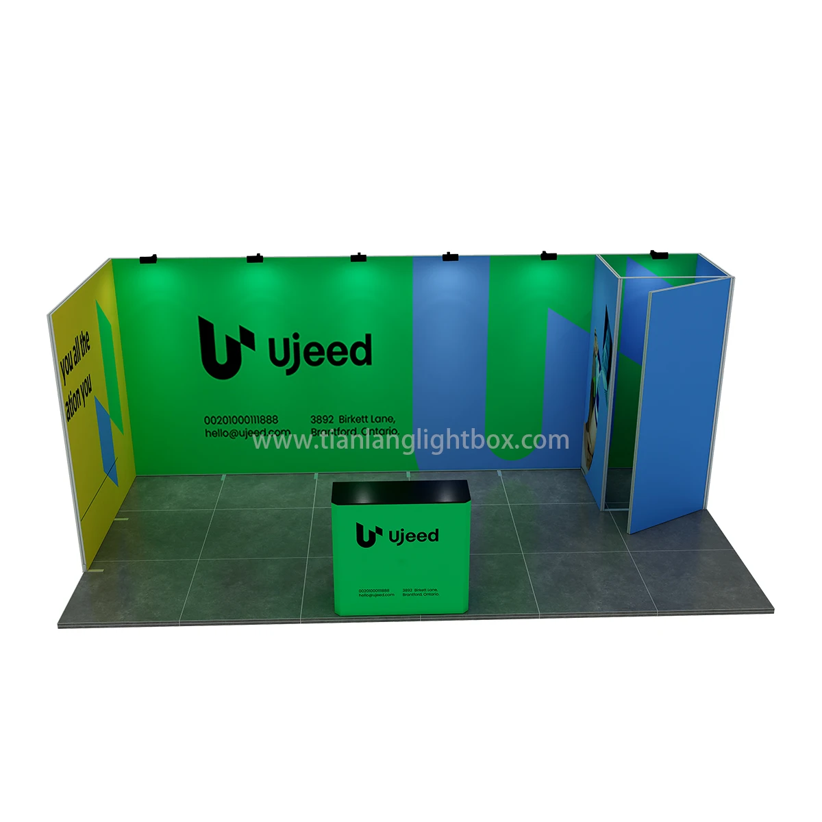 TianLang The most popular 10x20 modular booth with lightest aluminum frames toolless set up system trade show booth