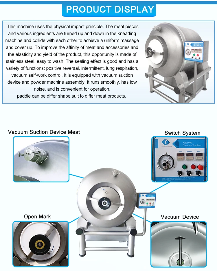 Commercial Fish Pork Vaccum Meat Massager Salt Marinator Vacuum Tumbler Chicken Marinating Machine