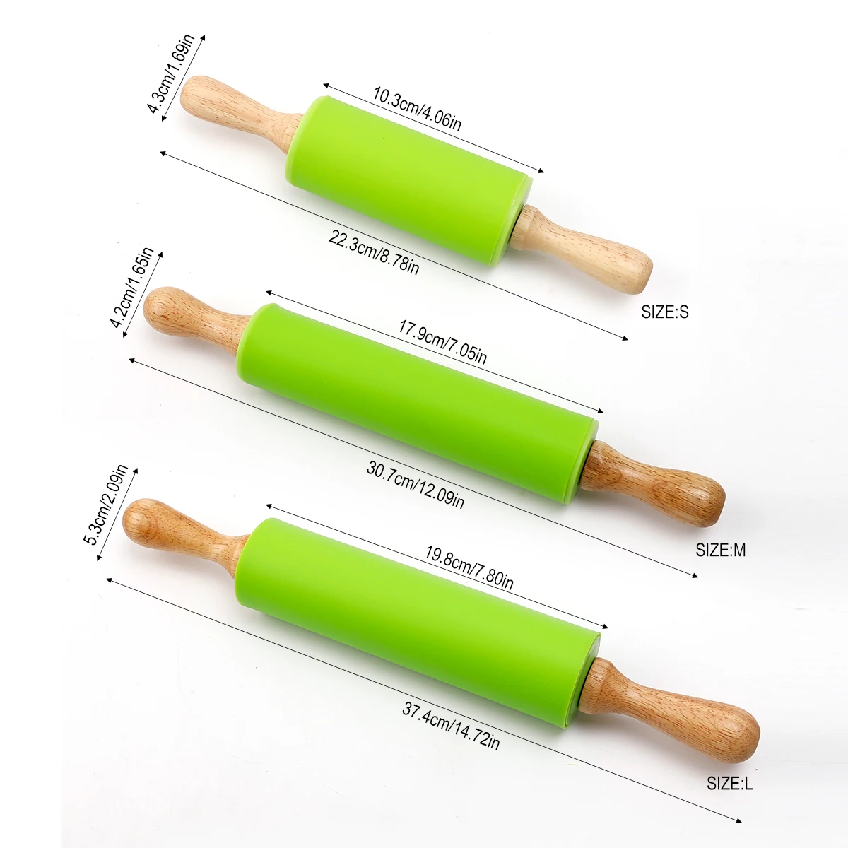 Factory wholesale 4/7/8inch wood dough rolling pin for pizza baking tool