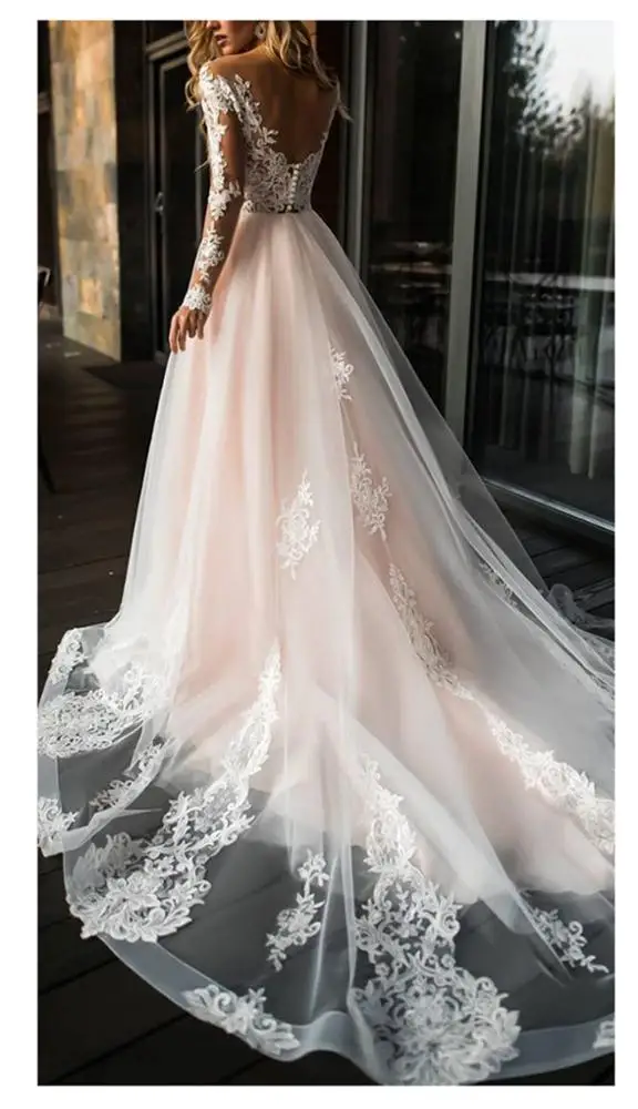 FA143 Elegant Lace Wedding Dress 2023 Simple A Line Bridal Dress V-Neck Sexy Romantic Floor Length Wedding Gown