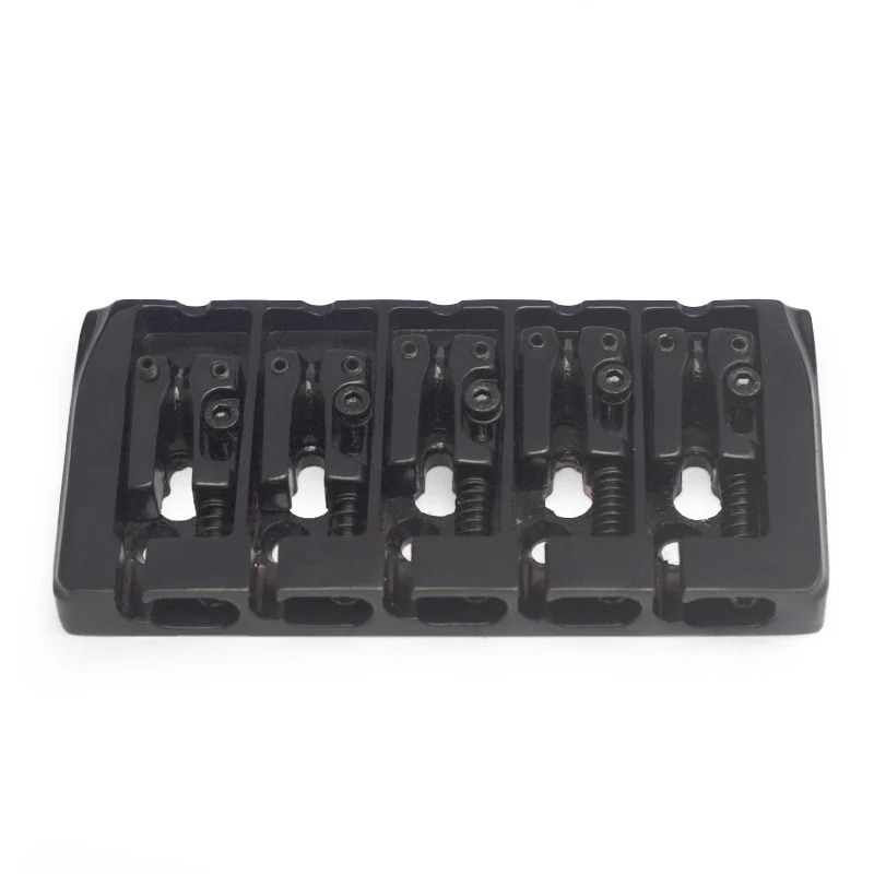 Vintage 5 String Locked Saddle Bass Bridge 111x54MM Body or Bottom Through String Spacing 19MM Bass Fixed Bridge Black/Gold/CR