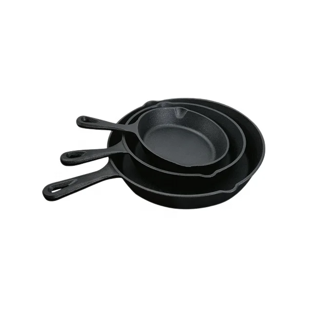 Kitchen Saute Fry Pan Pre-Seasoned Cast Iron Skillet Set 3 Piece Frying Pan 6 Inch 8 Inch and 10 Inch Cast Iron Set (Black) Pan