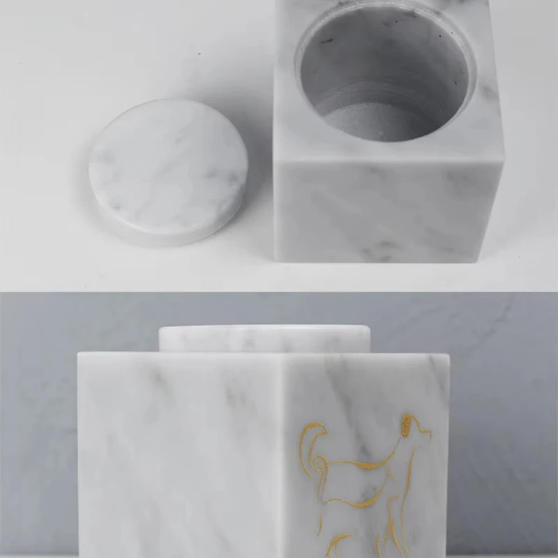 Custom size Handmade Marble Pet Dog Cat Cremation Urns High Quality Western Style Funeral multipurpose Luxury marble jar