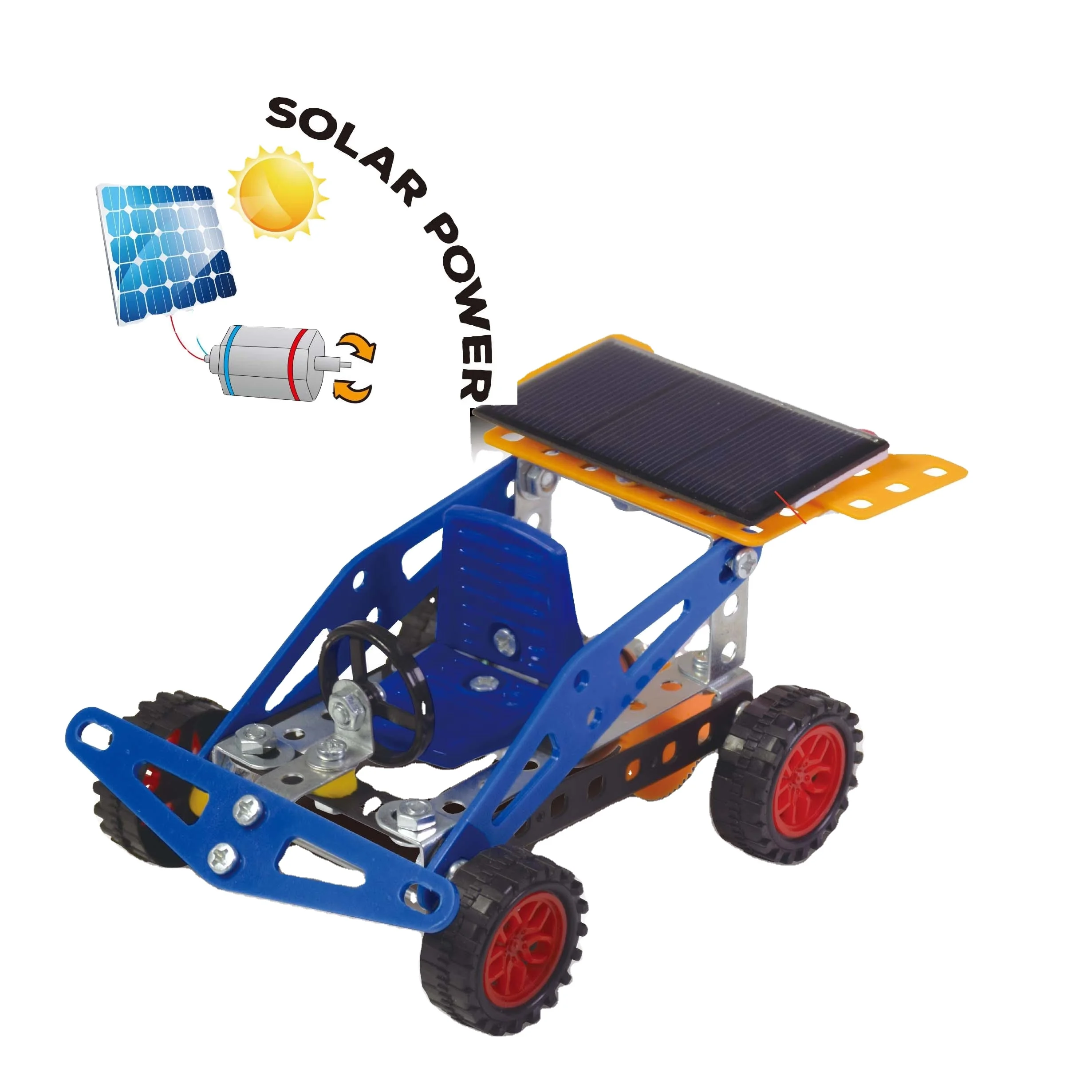 Child Educational Toy Construction DIY Building Solar Power Car with Panel Self-installed Assembly toy