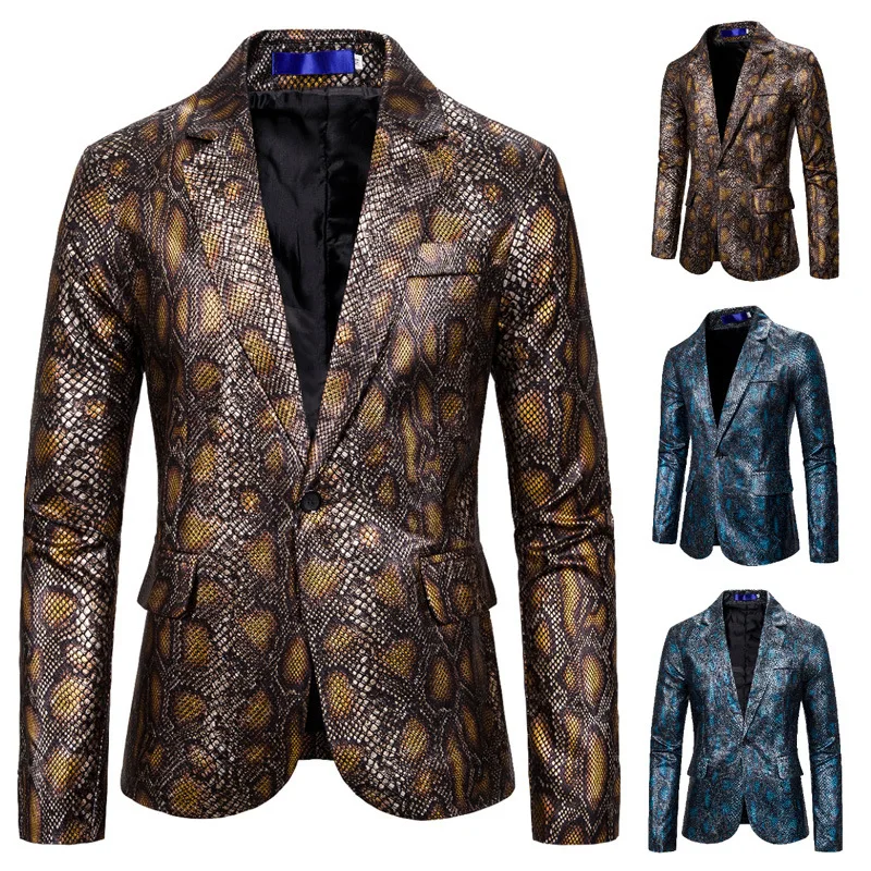 One Button Men Suit Jacket Long Sleeve Autumn Spring Light Weight Streetwear Jacket Suit