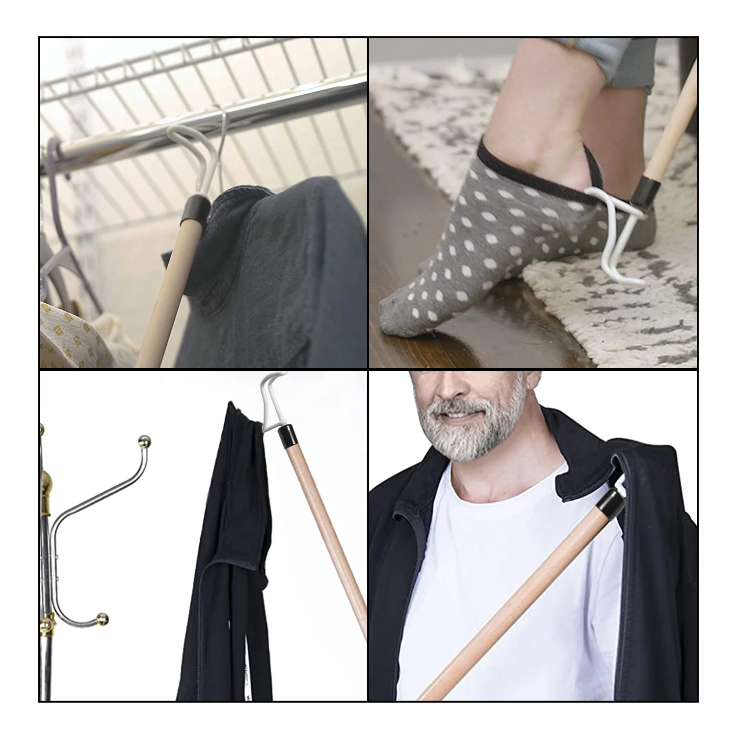 28 Inches Long Dressing Stick - Dressing Aid for Shoes, Socks, Shirts and Pants Assisted Daily Living Aid for Getting Dressed
