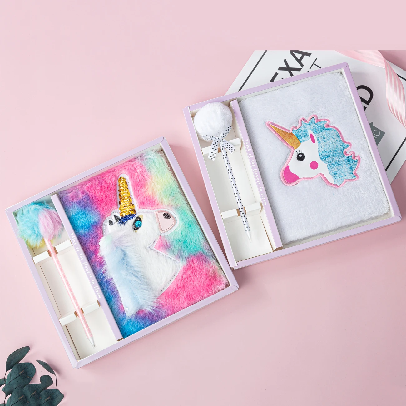 
Custom Pattern Kawaii Kids Hardcover Diary Notebook Girls Unicorn Cute plush Journal Notebooks Set 