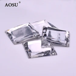 AOSU 35mm Big Clear Strass Square Gems Applique Flatback Acrylic Crystals Sewing Mirror Rhinestone For DIY Crafts