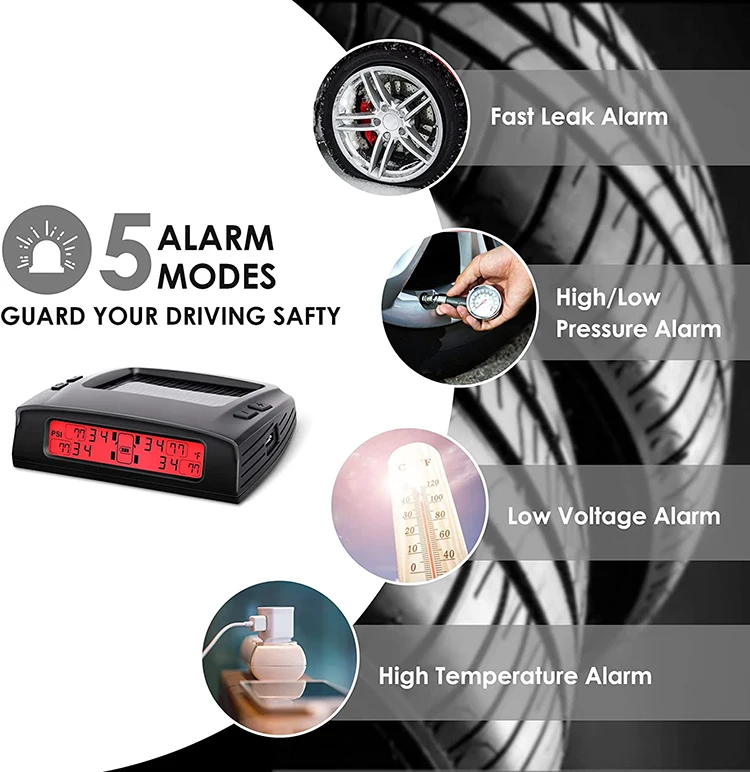 Система контроля давления в шинах HOMFUL RV (TPMS) с солнечным зарядным устройством 4 датчика