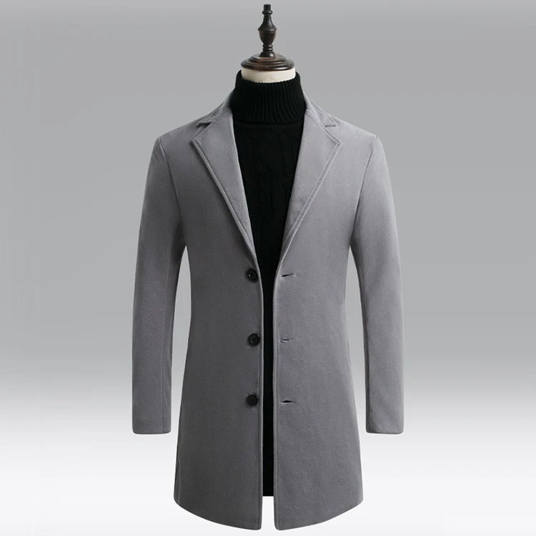 Европейское и американское длинное шерстяное пальто для мужчин, плотный зимний мужской тренчкот, облегающее пальто