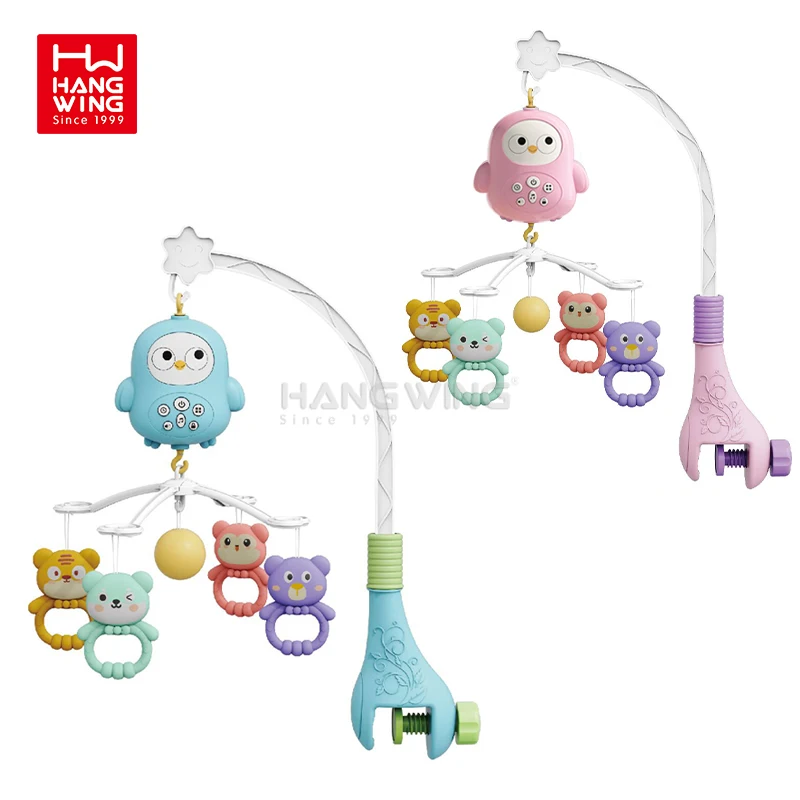HW Newborn Bird Music Box Crib Hanging Early Education Rattle Smart Remote Control Rotating Mobile Bed Bell Toy to Coax Baby