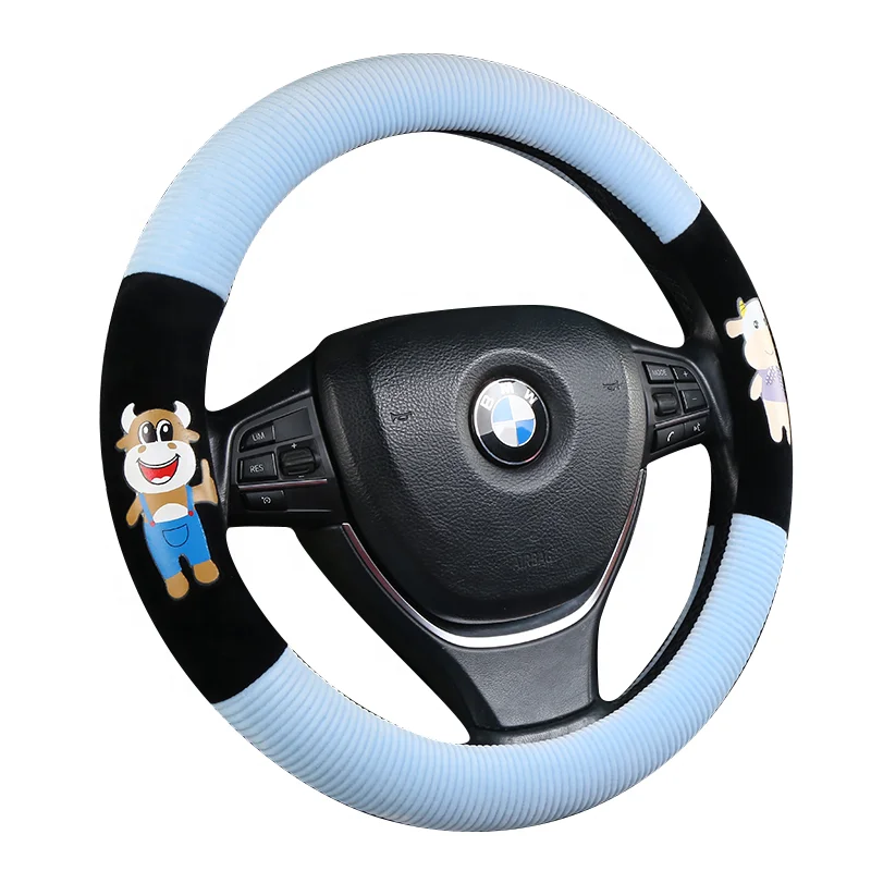 Automotive interior accessories universal cute and comfortable cartoon plush steering wheel cover for women
