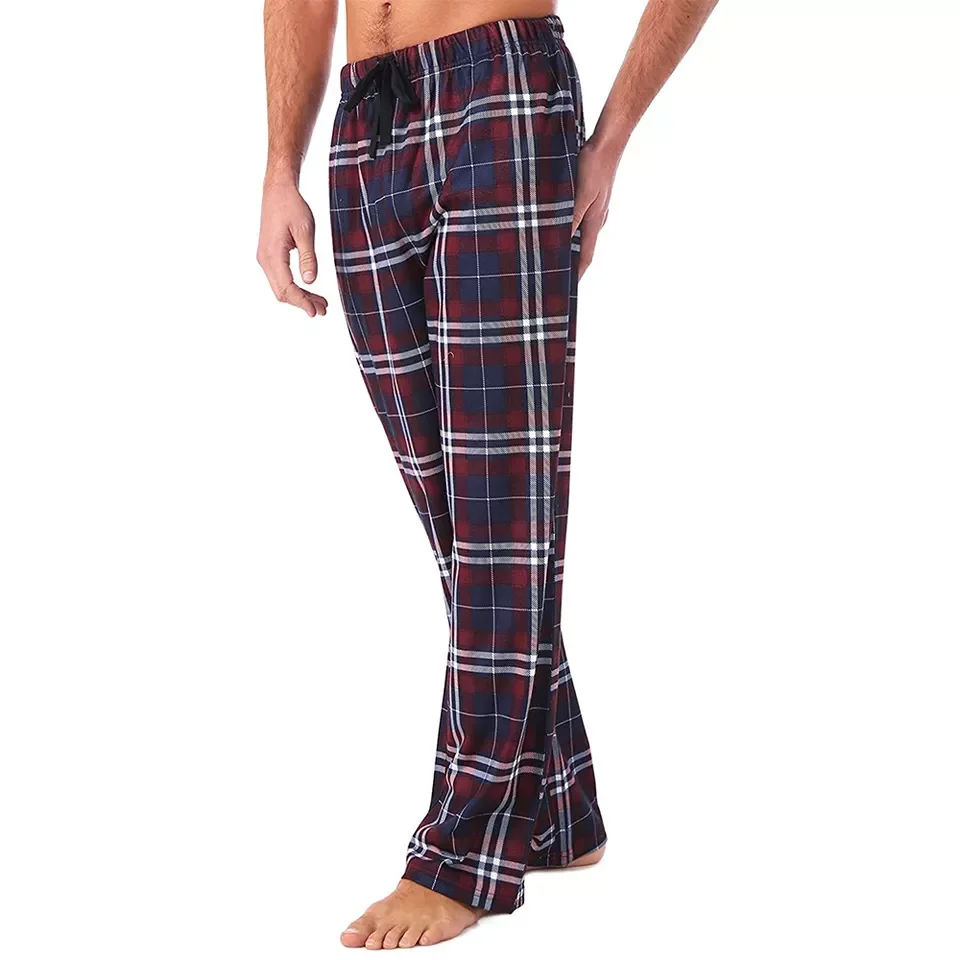 Autumn And Winter Men Plaid Pajama Pants Couples Home Trouser Flannel Cloth Ground Wool Large Size Loose Warm