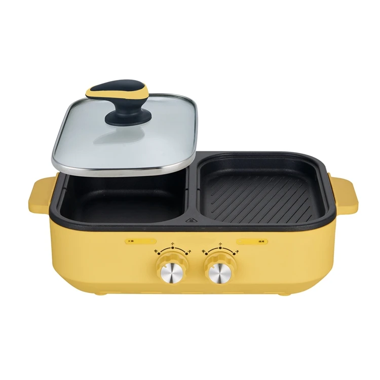 Multi-functional nonstick electric indoor bbq smokeless hot pot and bbq grill