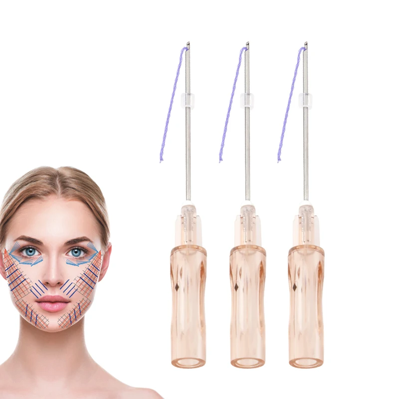 Safe quality Ce approved great PCL face lifting marionette lines remove mesh 19G 60mm L cannula PCL threads