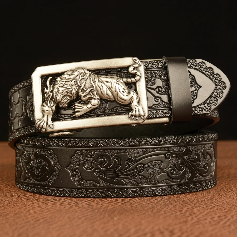 Genuine Leather Belt Casual Buckle  Mens Belts Genuine Leather Luxury Fashion Jeans Mens Leather Belt