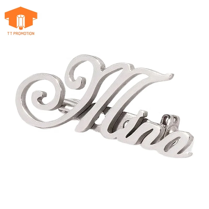 Custom Name Brooch Breastpin Clip Clasp Gift Enamel Pin Personalized Diy Metal Name Tag Lapel Pin Sublimation