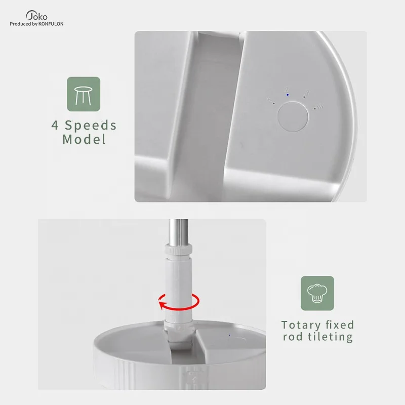Konfulon Innovative Products 2023 Outdoor Pedestal Adjustable Mini Fan 3 In 1 Rechargeable Battery Usb Desk Table Stand Fan