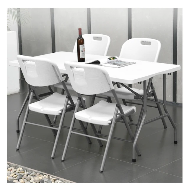 New Arrival Fast Shipping Easy Fold 6ft Plastic Folding Dining Table Set