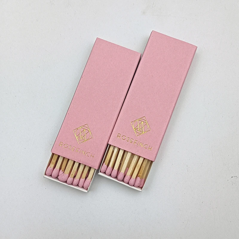 Розовые спичечные коробки безопасные натуральные спички индивидуальные оптовые черные деревянные домашние свечи