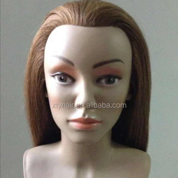 hair salon equipment 100% human hair training doll head practice head for hairdressing lesson wig with shoulders