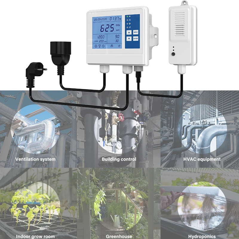 0-10000 ppm optional Carbon Dioxide Meter Digital CO2 Controller CO2 Monitor for Greenhouse, Home, Office, Mushroom