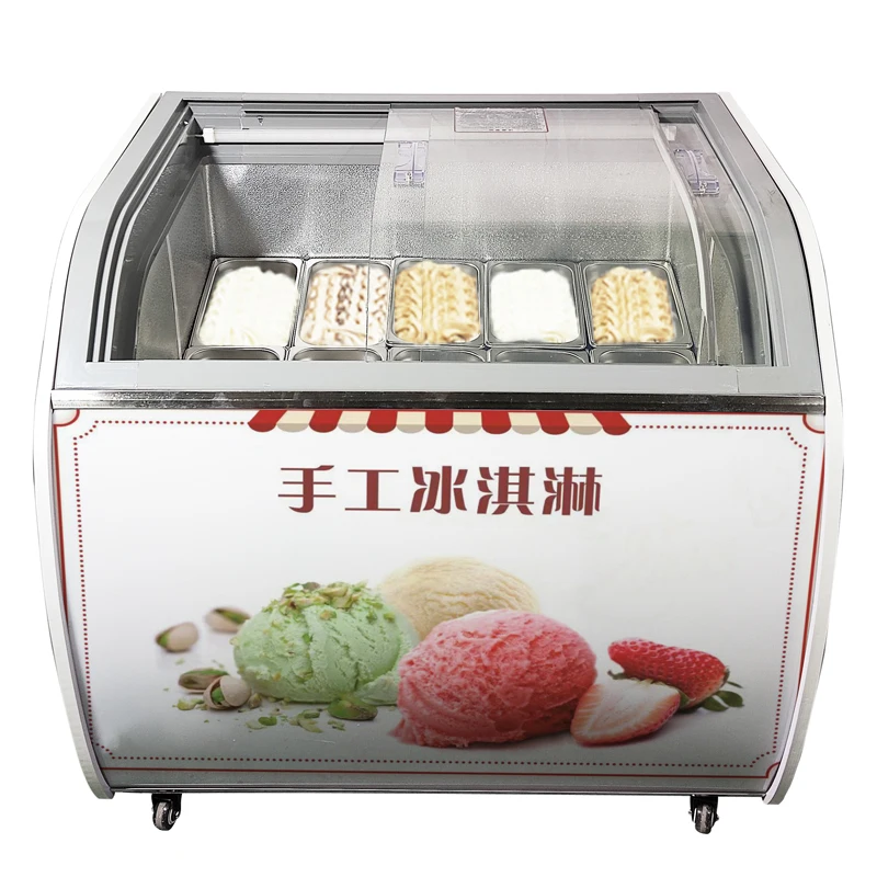 LVKE Ice cream display cabinet 12 pans gelato freezer beautiful new design
