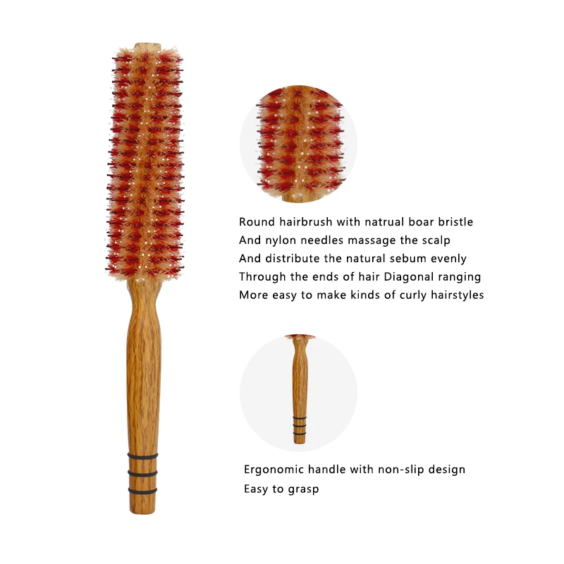 Щетка для завивки волос с деревянной ручкой