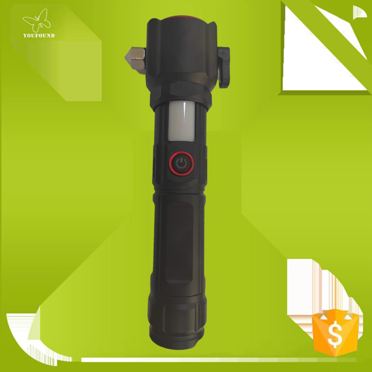 Multi-Function Safety Hammer self defensive Flashlight with alarm LED Rechargeable Powered Emergency Rescue Tool Flashlight