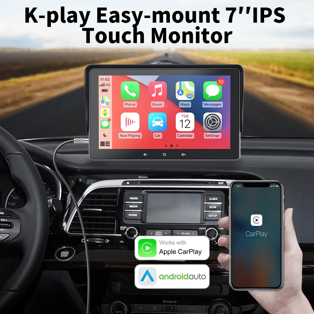 Grandnavi 7inch Wireless Carplay Android Auto MP5 Car Video BT WIFI USB SD Play Music FM Transmitter For Universal Car