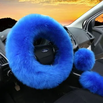  2020 Высококачественный меховой автомобильный комплект чехлов на руль для зимы