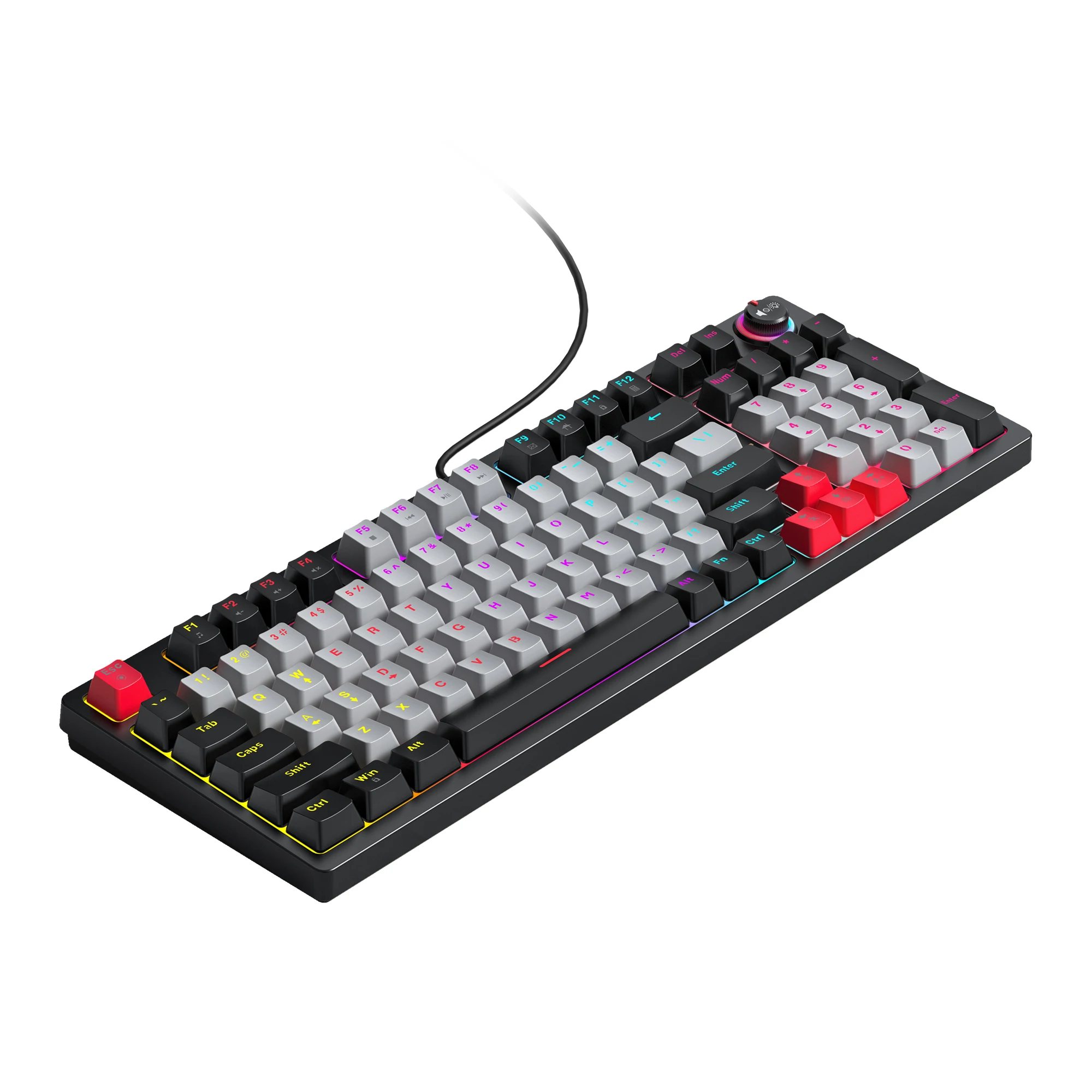 Hot Selling TWOLF T50 Optical Switch Wired RGB Macro Gaming Mechanical Keyboard with 97 keys Knob Module Latency Playing