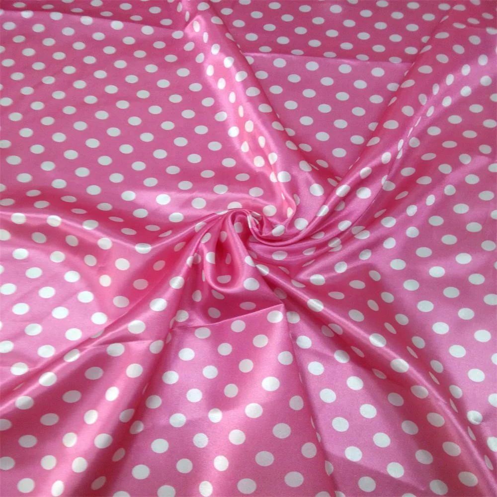 100%Polyester satin dot printed fabric soft feeling customized color for summer dress skirt