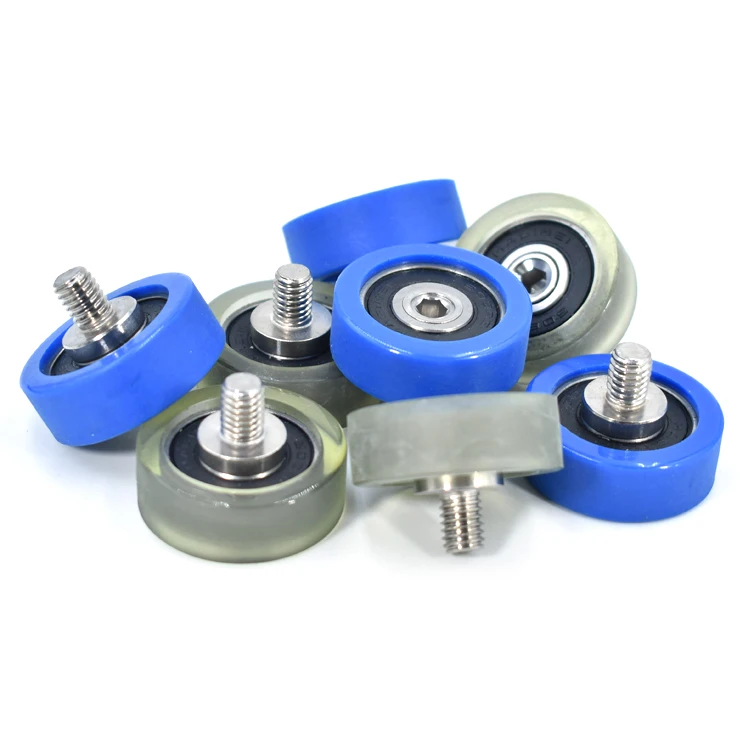 High Quality All Kinds Polyurethane TPU PU Ball 608 626 Bearing Money Count Machine Drawer Rubber PU Wheel Roller Pulley 6-40mm