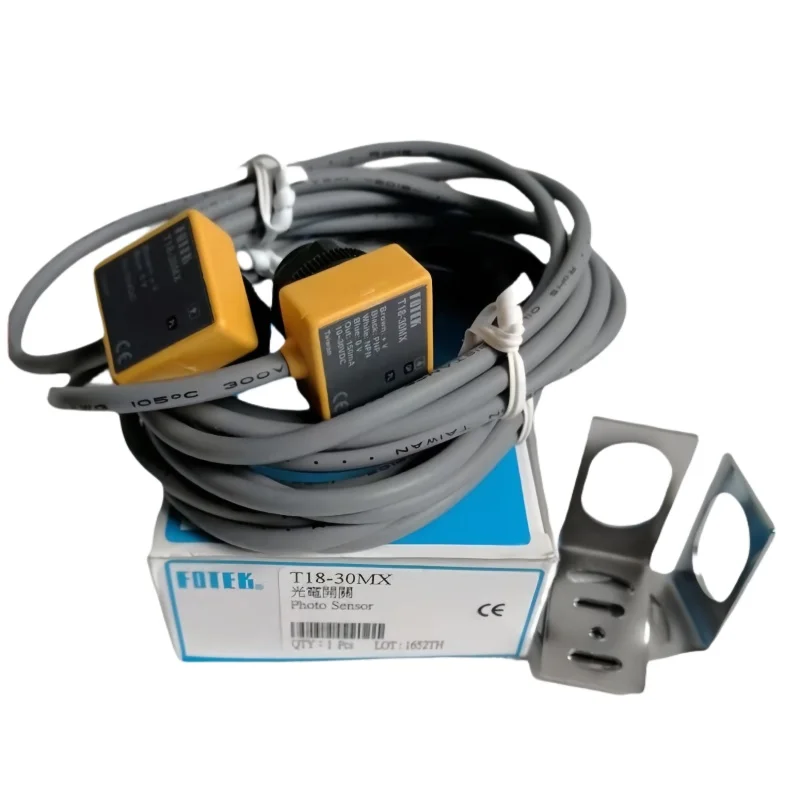 FOTEK M18 Ultrashort Cylindrical Opposite Photoelectric Switch T18-30MX NPN/PNP Dual Output Sensing Distance 30m