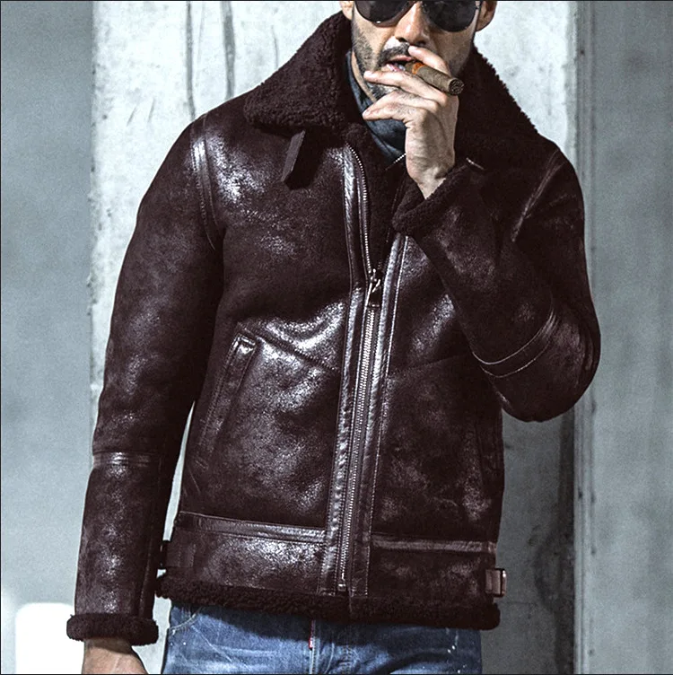 Liu Ming Wholesale Trending Winter Men Fashion Thick Warm Overcoat Leather Fur Plus Size Jacket Lambswool Lining Coat